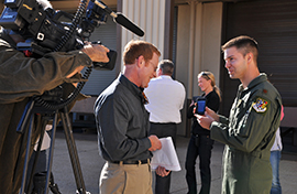 Pilot being interview by local media Pilot being interview by local media